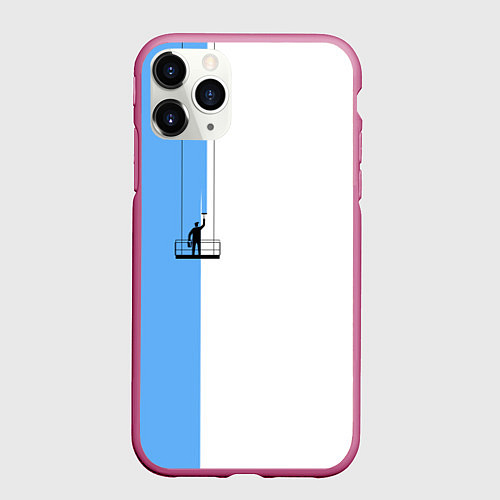 Чехол iPhone 11 Pro матовый Моляр красит стену / 3D-Малиновый – фото 1