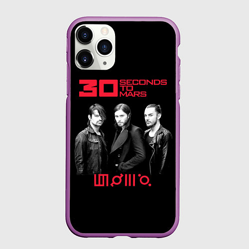 Чехол iPhone 11 Pro матовый 30 Seconds to Mars poster / 3D-Фиолетовый – фото 1