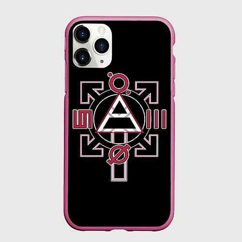 Чехол iPhone 11 Pro матовый 30 Seconds to Mars - poster / 3D-Малиновый – фото 1