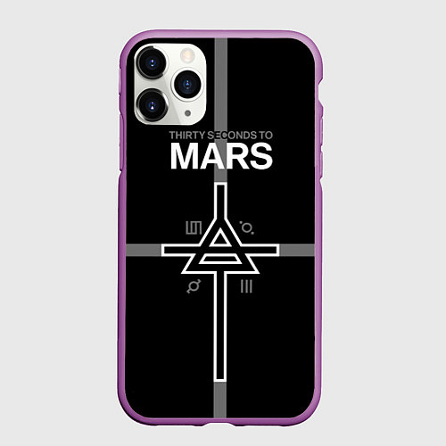 Чехол iPhone 11 Pro матовый 30 Seconds to Mars - poster / 3D-Фиолетовый – фото 1