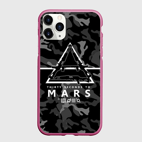 Чехол iPhone 11 Pro матовый 30 Seconds to Mars - poster / 3D-Малиновый – фото 1