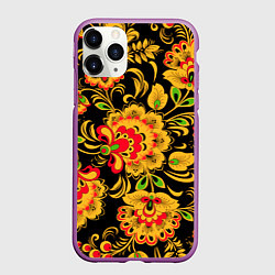 Чехол iPhone 11 Pro матовый Хохлома - роспись, цвет: 3D-фиолетовый