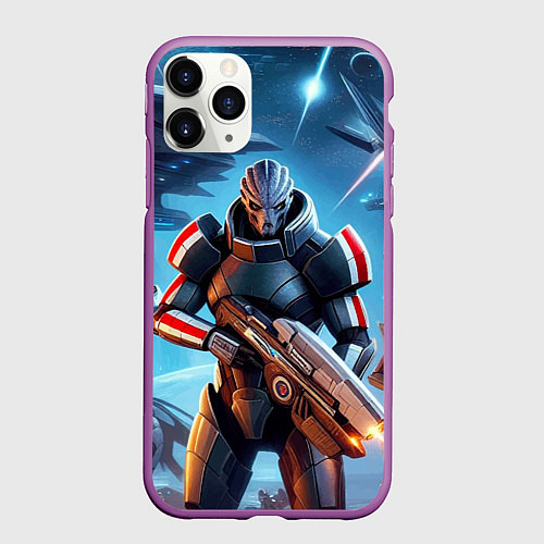 Чехол iPhone 11 Pro матовый Mass Effect - space fantasy / 3D-Фиолетовый – фото 1