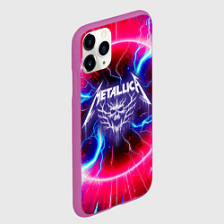 Чехол iPhone 11 Pro матовый Metallica - neon glow, цвет: 3D-фиолетовый — фото 2