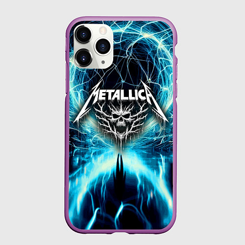 Чехол iPhone 11 Pro матовый Neon glow - Metallica / 3D-Фиолетовый – фото 1