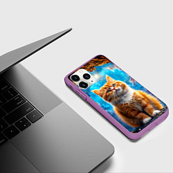 Чехол iPhone 11 Pro матовый Манчкин в космосе, цвет: 3D-фиолетовый — фото 2