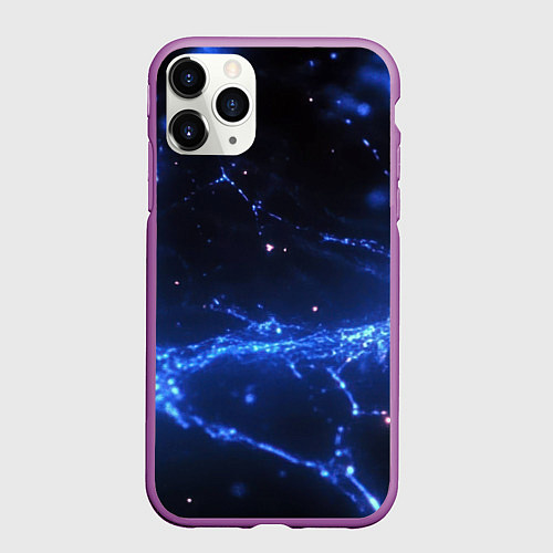 Чехол iPhone 11 Pro матовый Синий ток абстракция / 3D-Фиолетовый – фото 1