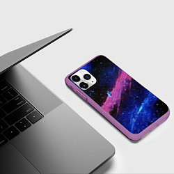 Чехол iPhone 11 Pro матовый Абстрактная текстура краской, цвет: 3D-фиолетовый — фото 2