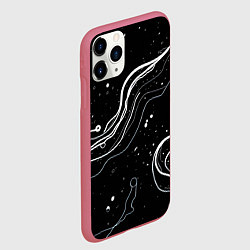 Чехол iPhone 11 Pro матовый Белые линии абстракция, цвет: 3D-малиновый — фото 2