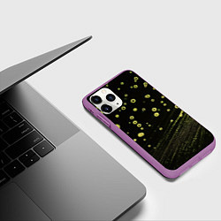 Чехол iPhone 11 Pro матовый Зелены пузырьки и линии абстракция, цвет: 3D-фиолетовый — фото 2