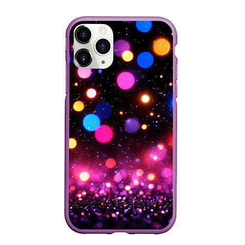 Чехол iPhone 11 Pro матовый Сияние и блестяшки / 3D-Фиолетовый – фото 1