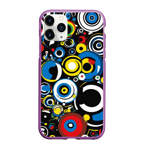 Чехол iPhone 11 Pro матовый Абстракция геометрическая / 3D-Фиолетовый – фото 1