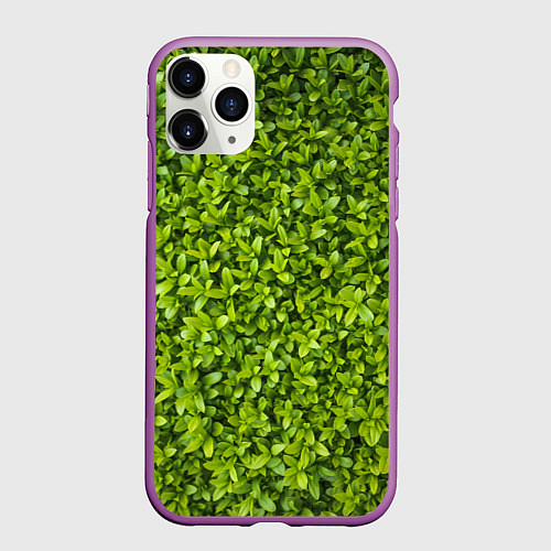 Чехол iPhone 11 Pro матовый Зеленая трава / 3D-Фиолетовый – фото 1