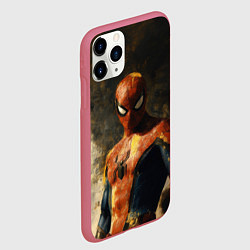 Чехол iPhone 11 Pro матовый Человек-паук портрет, цвет: 3D-малиновый — фото 2