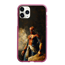 Чехол iPhone 11 Pro матовый Spider man poster, цвет: 3D-малиновый