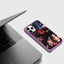 Чехол iPhone 11 Pro матовый Человек паук в черном, цвет: 3D-фиолетовый — фото 2