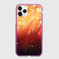 Чехол iPhone 11 Pro матовый Желто-красная текстура блестящая, цвет: 3D-фиолетовый