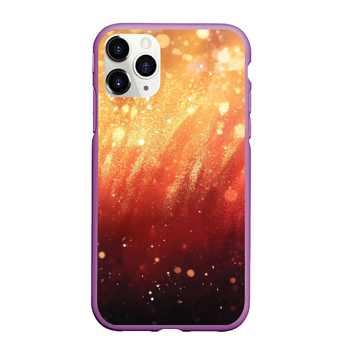 Чехол iPhone 11 Pro матовый Желто-красная текстура блестящая / 3D-Фиолетовый – фото 1