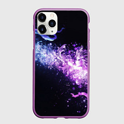 Чехол iPhone 11 Pro матовый Фиолетово-синяя абстрактная волна