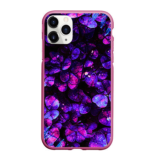 Чехол iPhone 11 Pro матовый Флуоресцентные цветы / 3D-Малиновый – фото 1
