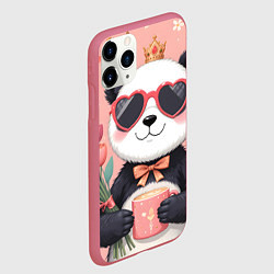 Чехол iPhone 11 Pro матовый Панда с поздравлениями и с цветами, цвет: 3D-малиновый — фото 2