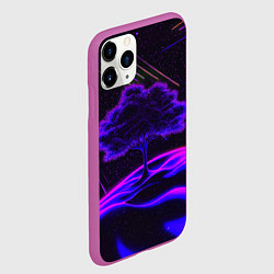Чехол iPhone 11 Pro матовый Дерево и звездопад неоновый космос, цвет: 3D-фиолетовый — фото 2