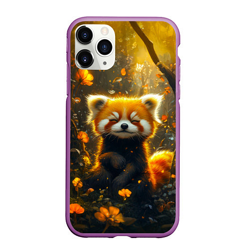 Чехол iPhone 11 Pro матовый Умилительная красная панда / 3D-Фиолетовый – фото 1
