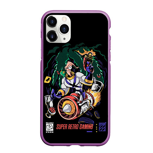 Чехол iPhone 11 Pro матовый Earth worm Jim - super retro gaming / 3D-Фиолетовый – фото 1