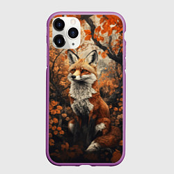 Чехол iPhone 11 Pro матовый Лис в лесной чаще, цвет: 3D-фиолетовый