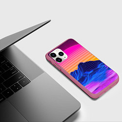 Чехол iPhone 11 Pro матовый Неоновый закат, цвет: 3D-малиновый — фото 2