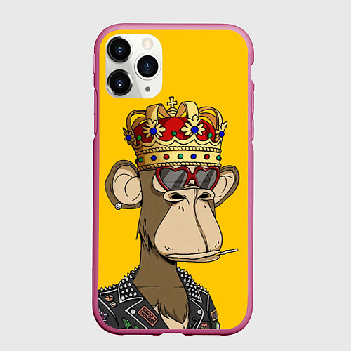Чехол iPhone 11 Pro матовый NFT ape king / 3D-Малиновый – фото 1