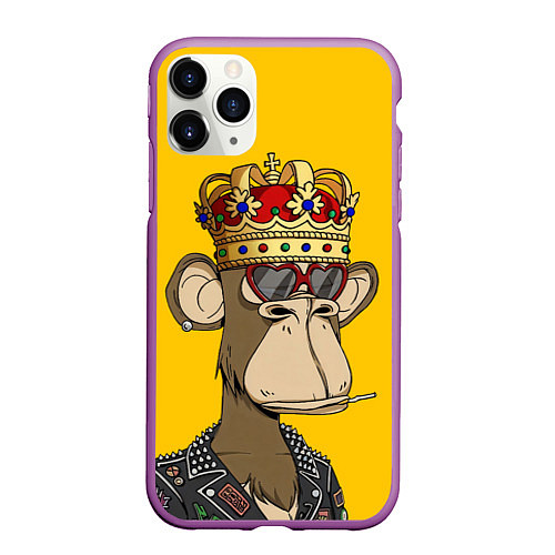 Чехол iPhone 11 Pro матовый NFT ape king / 3D-Фиолетовый – фото 1