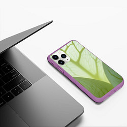 Чехол iPhone 11 Pro матовый Макро съемка листа, цвет: 3D-фиолетовый — фото 2