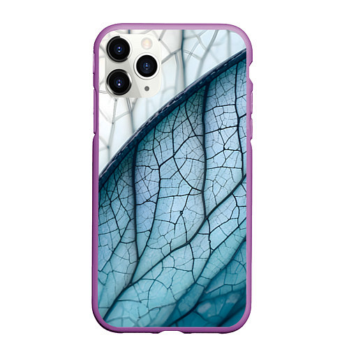 Чехол iPhone 11 Pro матовый Листья с прожилками / 3D-Фиолетовый – фото 1