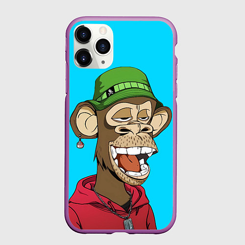 Чехол iPhone 11 Pro матовый NFT smile ape / 3D-Фиолетовый – фото 1