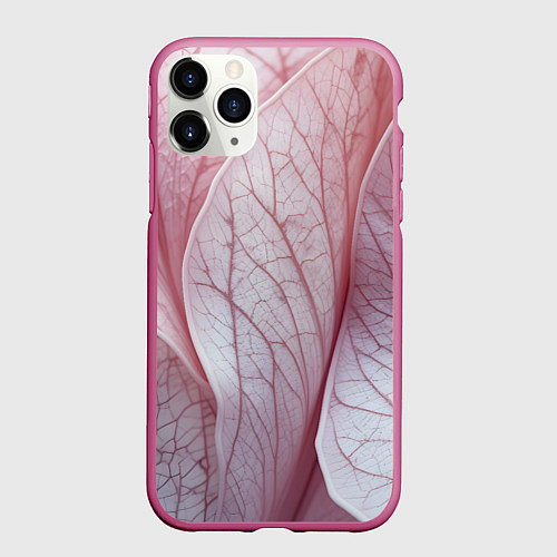 Чехол iPhone 11 Pro матовый Розовые листья / 3D-Малиновый – фото 1