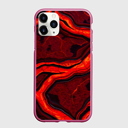 Чехол iPhone 11 Pro матовый Застывшая лава, цвет: 3D-малиновый