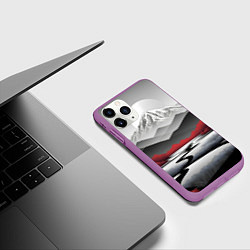 Чехол iPhone 11 Pro матовый Белые горы и красные деревья, цвет: 3D-фиолетовый — фото 2