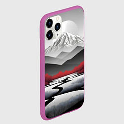 Чехол iPhone 11 Pro матовый Белые горы и красные деревья, цвет: 3D-фиолетовый — фото 2