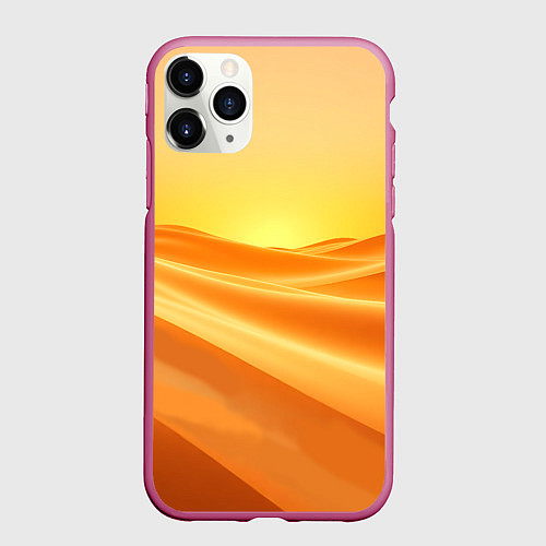 Чехол iPhone 11 Pro матовый Золотые пески / 3D-Малиновый – фото 1