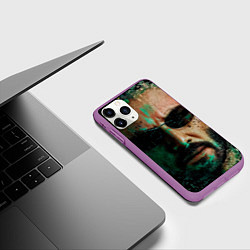 Чехол iPhone 11 Pro матовый Matrix - Keanu Reeves, цвет: 3D-фиолетовый — фото 2