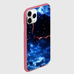 Чехол iPhone 11 Pro матовый Звезды и молнии в разломе плит, цвет: 3D-малиновый — фото 2