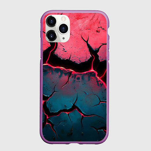 Чехол iPhone 11 Pro матовый Объемные разломы текстура / 3D-Фиолетовый – фото 1