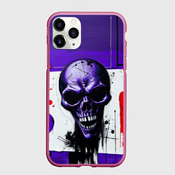 Чехол iPhone 11 Pro матовый Пурпурный зловещий череп, цвет: 3D-малиновый