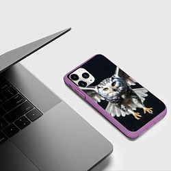 Чехол iPhone 11 Pro матовый Белая сова на темном фоне, цвет: 3D-фиолетовый — фото 2