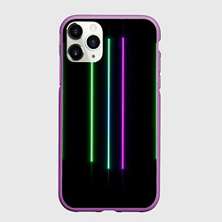 Чехол iPhone 11 Pro матовый Neon stripes, цвет: 3D-фиолетовый