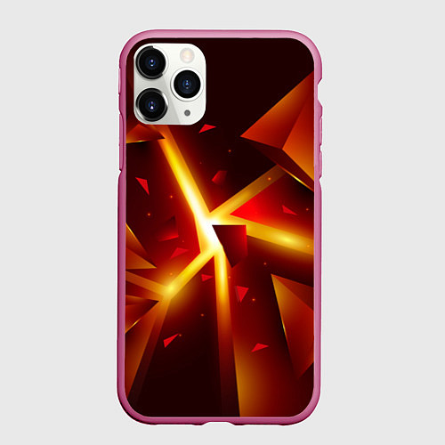 Чехол iPhone 11 Pro матовый Трехмерный взрыв неоновых плит абстракция / 3D-Малиновый – фото 1