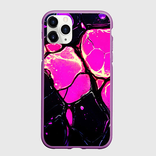 Чехол iPhone 11 Pro матовый Розовые пятна в текстуре / 3D-Фиолетовый – фото 1