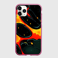 Чехол iPhone 11 Pro матовый Оранжевые разломы текстура, цвет: 3D-малиновый
