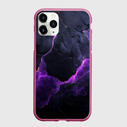 Чехол iPhone 11 Pro матовый Фиолетово-черная объемная текстура